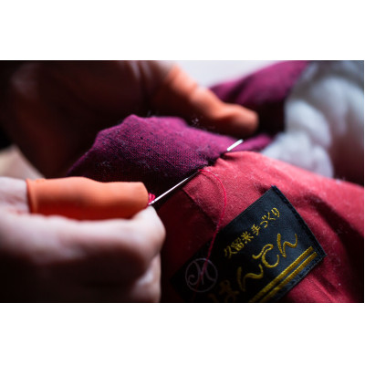 筑後市産織物　婦人切り替えはんてん　赤