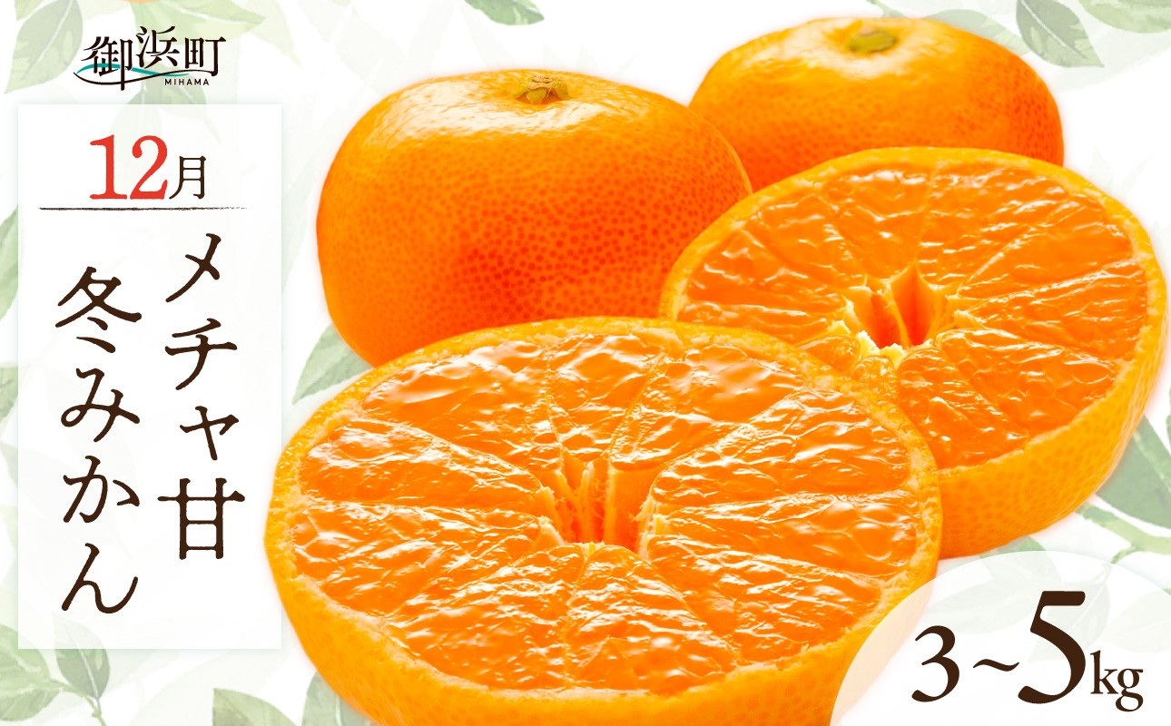 
                  12月の御浜柑橘 メチャ甘冬みかん3～5キロ【先行予約 期間限定 果物 フルーツ みかん 早生 早生みかん 3kg～5kg 冬 マルチ栽培 三重県 御浜町】
                