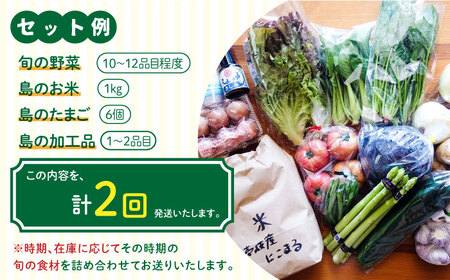 【全2回定期便】壱岐産食材詰め合わせBOX「野菜」《壱岐市》【壱岐イルカパーク＆リゾート】米 卵 塩 醤油 あおさ[JBF034]