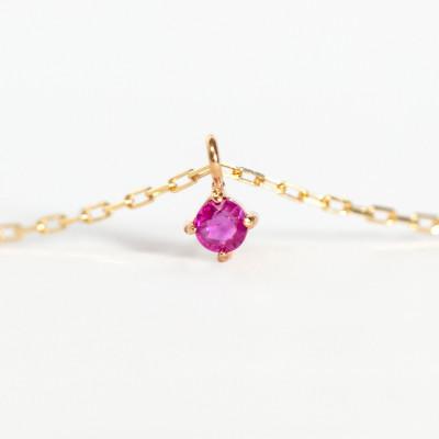 ふるさと納税 大津市 K10イエローゴールド 天然石ネックレス【7月誕生石ルビー】上品な華奢見えサイズ 長さ40cm |  | 02