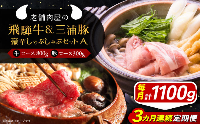 
            【3回定期便】 牛肉 飛騨牛ロース800g 三浦豚ロース300g 豪華しゃぶしゃぶセットA 各種類1パック / 飛騨牛 三浦豚 ロース セット 食べ比べ 和牛 国産 霜降り 肉 A5ランク 高級肉 ブランド牛 ブランド和牛 肉 牛肉 冷凍 焼き肉 しゃぶしゃぶ すき焼き お取り寄せ 贈答 ギフト 岐阜県 / 恵那市 / 岩島屋 [AUAJ045]
          
