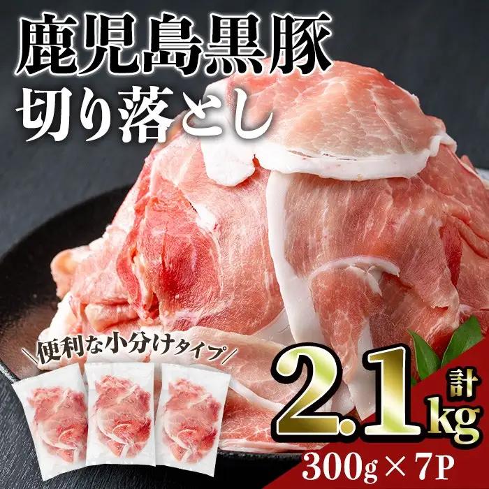 鹿児島 豚肉 黒豚 切り落とし(計2.1kg・300g×7P) 【居食肉】A832