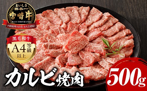 宮崎牛 カルビ焼肉 500g_M243-004