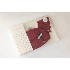 HOPPL（ホップル）手編みビブ＆キャップセット（アップル/サイズM）