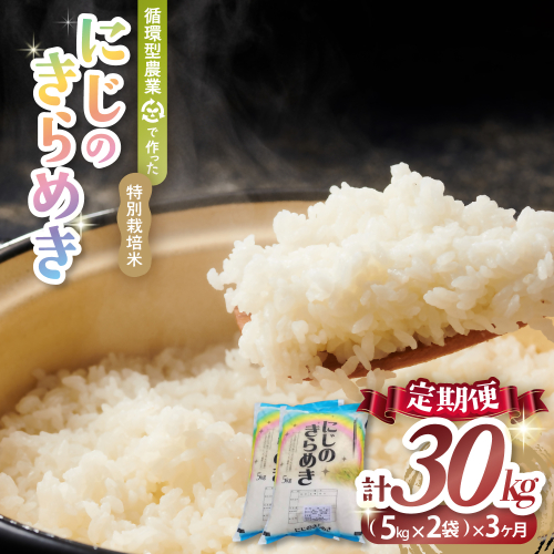 【3ヶ月定期便】令和7年産 計30kg 10kg (5kg×2) ×3回 10月開始 特別栽培米 循環型農業で作った「にじのきらめき」米 コメ こめ 特別栽培 先行 先行予約 精米 白米 人気 おすすめ 30kg 10kg 5kg 三重県 多気町 TC-0604