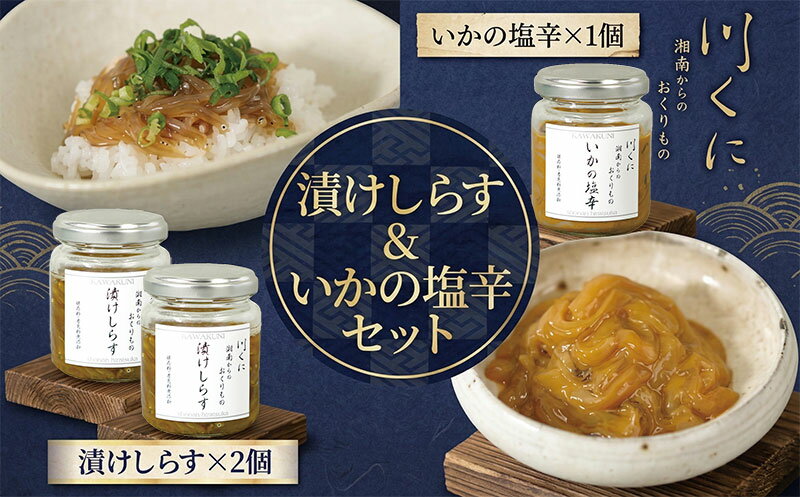【ふるさと納税】漬けしらす いかの塩辛 3本セット 漬けしらす ×2個 いかの塩辛 ×1個 生シラス 取れたて 冷凍 特製たれ しょう油 いか 烏賊 一夜干し 釜揚げ お酒 つまみ ご飯 株式会社 川国 神奈川県 平塚市