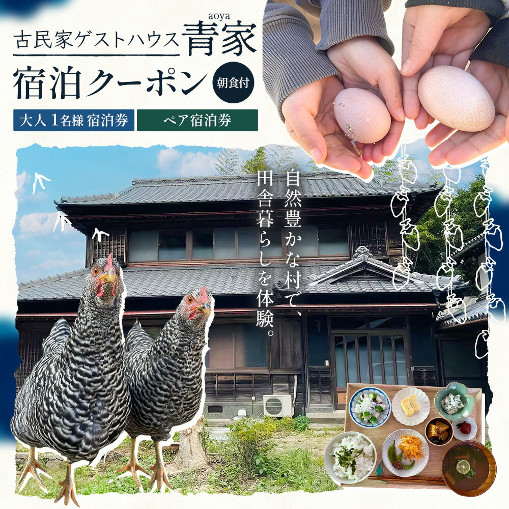 【ふるさと納税】宿泊 古民家ゲストハウス 青家 宿泊クーポン 大人 1名様 または ペア 宿泊券 朝食 付き 《30日以内に出荷予定(土日祝除く)》 古民家ゲストハウス 青家 クーポン 田舎 体験 古民家 ゲストハウス 徳島県 佐那河内村
