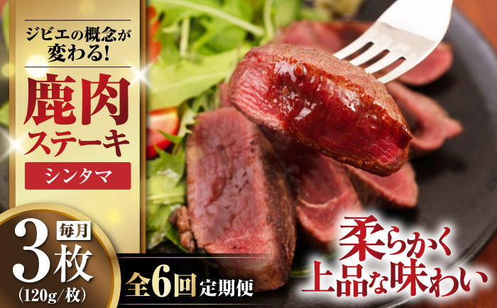 
【全6回定期便】鹿肉 シンタマ120g×3枚 《喜茂別町》【EBIJIN】 ジビエ 鹿 シンタマ 希少部位 ステーキ ステーキ用 赤身 冷凍 冷凍配送 [AJAO042]
