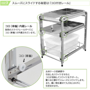 シンク下スライド米びつラック 「ハイタイプ」燕三条製 米びつ お米ケース 引出し シンク下 収納 スライド シンク下スライド キッチン下 ステンレス棚 フライパン 鍋 なべ 棚 引出し キッチンラック