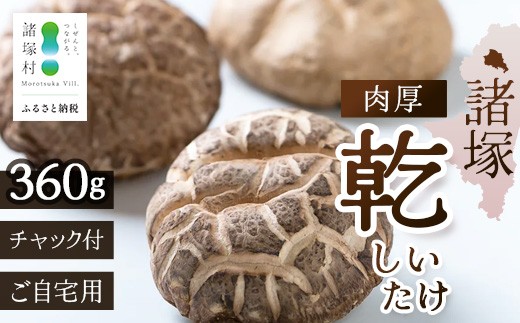 【世界初CoC認証取得！】宮崎県諸塚村産 乾しいたけ 肉厚 60g×3P 計360g 常温｜干ししいたけ どんこ 椎茸 冬菇 肉厚 お煮しめ お鍋 網焼き 原木栽培 家庭用 もろっこはうす MO-23