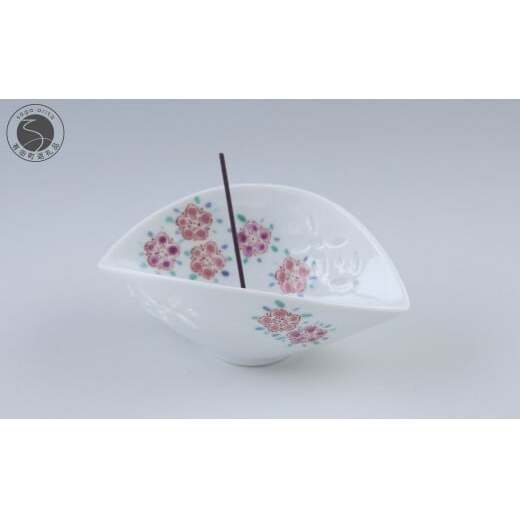 有田焼 お香立〈花集文〉【赤絵白磁硯処 雪月花】手描き 伝統工芸 お香立て 花柄 赤絵 インテリア 30000円 3万円 di001