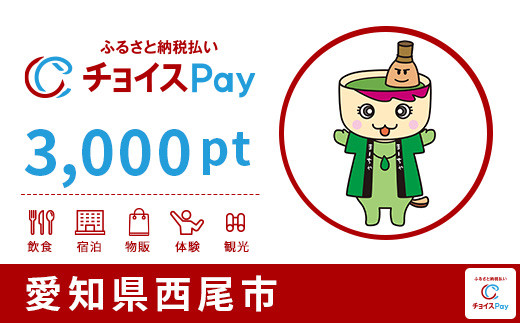 
西尾市チョイスPay 3,000pt（1pt＝1円）【会員限定のお礼の品】
