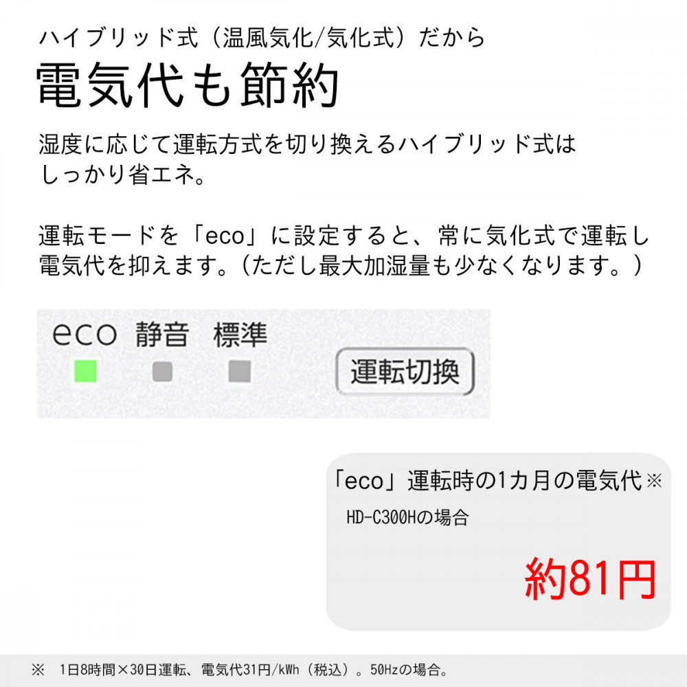 ハイブリッド式加湿器 HD-C300H(W) ホワイト 0H57820