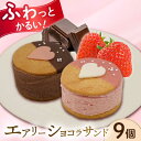 【ふるさと納税】エアリーショコラサンド　9個入り（チョコレート5個/ストロベリー4個）長与町/CAKE SHOP FAVORI[EBV049] クッキーサンド スイーツ チョコレート ストロベリー 焼き菓子 洋菓子 お菓子 おやつ セット 詰め合わせ ギフト 冷凍 個包装