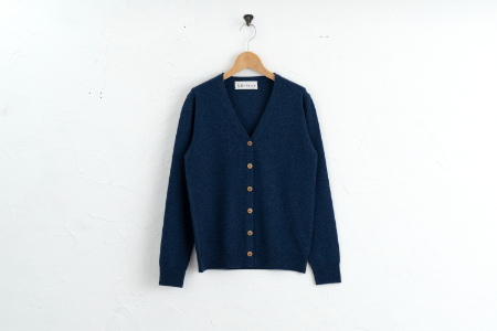 カシミヤ カーディガン度詰 カシミヤ（ブルー）女性用サイズ:S(36)≪白田のカシミヤ≫ 