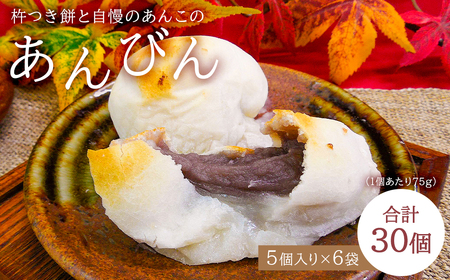 杵つき餅と自慢のあんこの｢あんびん（こし餡）｣30個（5個入り袋×6袋） mi0002-0015