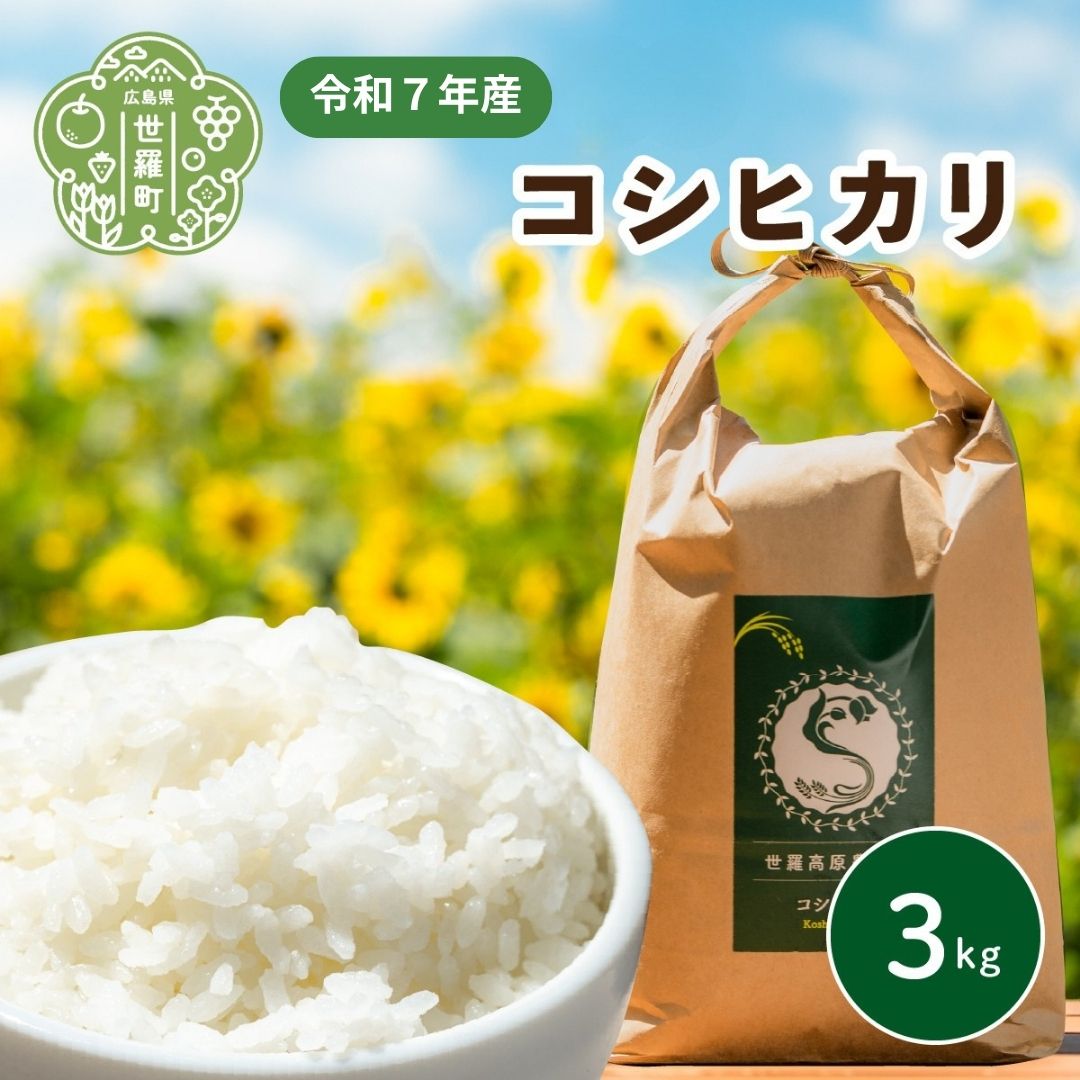 【ふるさと納税】米 令和7年 コシヒカリ 3kg【白米】新米 ごはん 精米 お米 ご飯 おにぎり お弁当 こしひかり 世羅米 世羅産 世羅町産 A041-16