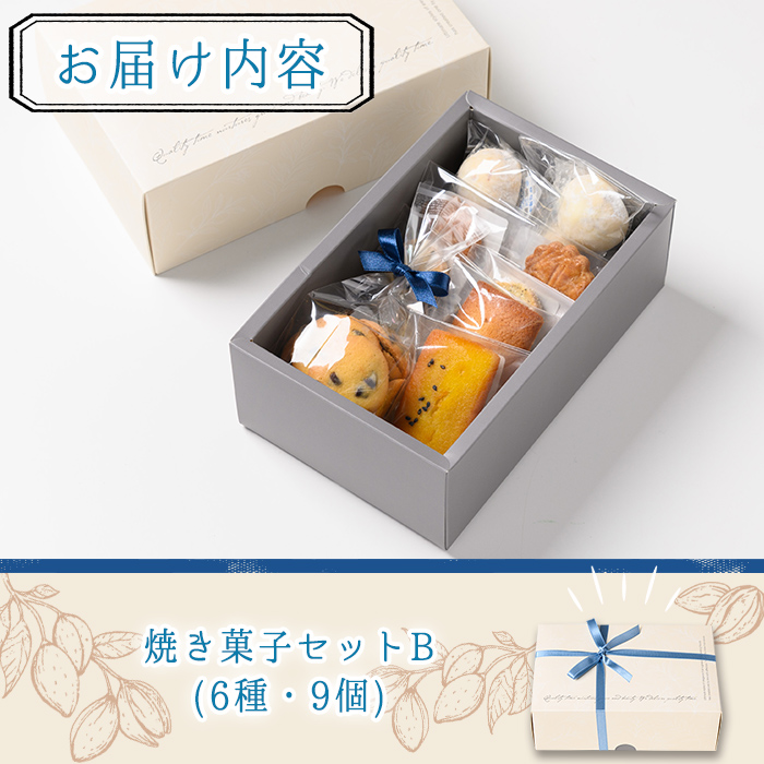n325 おすすめの焼き菓子詰め合わせB(6種・9個) 国産 種子島 洋菓子 お菓子 焼菓子 ブールドネージュ ガレット ディアマンテ フィナンシェ ロメオ クッキー サブレ 紅茶クッキー アーモンド