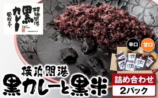 風我亭の横浜開港黒カレーと黒米の詰め合わせ　2パック【辛口1個、甘口1個】