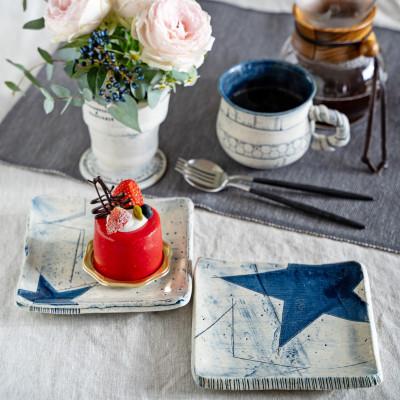 ふるさと納税 瑞浪市 堺 克弘　「星に願いを☆☆」　15cm×15cm　角小皿2枚セット |  | 03