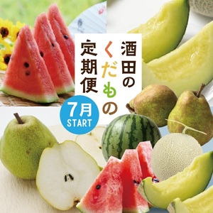 SF0234　【3回定期便】酒田の果物専門店厳選　くだもの定期便2025 (小玉すいか、アールスメロン、ラ・フランス)