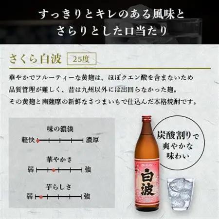 枕崎の定番焼酎【さくら白波】900ml×3本セット【薩摩焼酎】黄麹 芋焼酎 A6-174_酒・アルコール 芋焼酎 焼酎 _【配送不可地域：離島】【1621073】