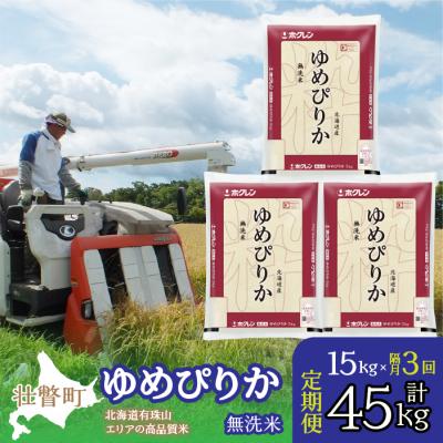 ふるさと納税 壮瞥町 【R6年産】【隔月3回】(無洗米15kg)ホクレンゆめぴりか(無洗米5kg×3袋)SBTD066