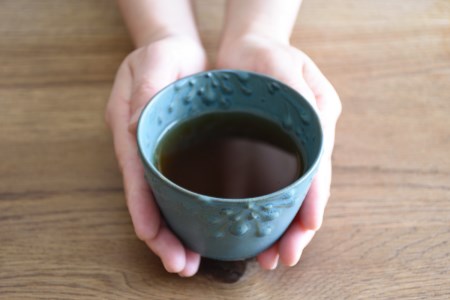 いっちん文様 陶器製 そば猪口 渋い錆浅葱色 2個セット 食器 陶器 器 小鉢 おちょこ 手づくり 焼き物 おしゃれ 広島県 呉市 ku016-006-r