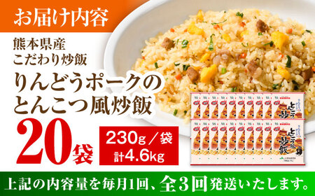 【全3回定期便】熊本県産 こだわり炒飯 りんどうポークの とんこつ風 炒飯 230g×20袋 合計4.6kg【ユーユーフーズ株式会社】[BHCS033]