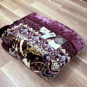 カシミヤ・ウール混わた入り 新合繊アクリル マイヤー毛布 シングル 1枚 ワイン N-CAK-153