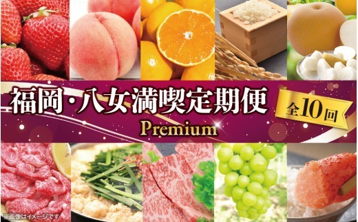 
                  福岡・八女満喫定期便 プレミアム全10回 E ＜配送不可：北海道・沖縄・離島＞ フルーツ 定期便 あまおう 桃 シャインマスカット 梨 みかん 牛肉 おすすめ セット 産地直送 福岡県 八女市
                