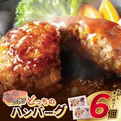 Z61-33 寄附額改定↓↓ どっちのハンバーグ!?デミグラスソース6個セット（ビーフ・合挽 各3個） ハンバーグ