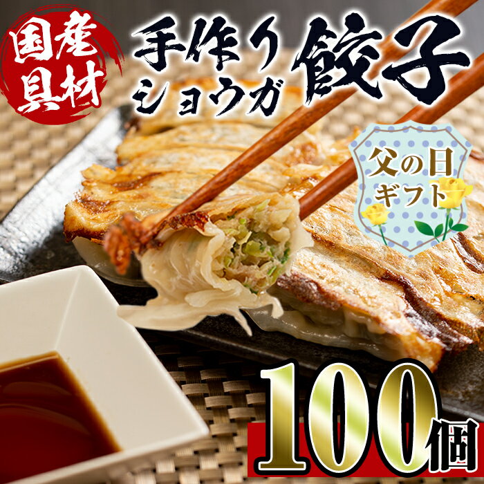 【ふるさと納税】【父の日ギフト】国産豚肉使用！手作りショウガ餃子100個セット(10個×10パック たれ付き） 餃子 ぎょうざ ニンニク不使用 しょうが 生姜 冷凍 おかず おつまみ 惣菜 小分け 国産原料 父の日 プレゼント ギフト 贈答 【スーパーよしだ】