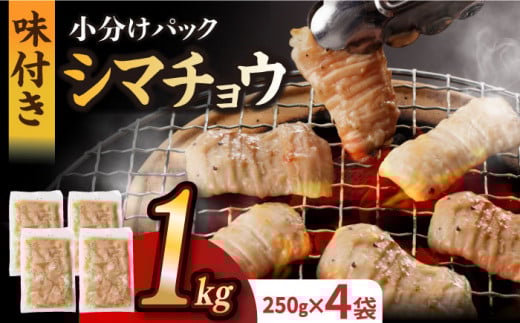 【塩だれ】九州産和牛 ホルモン シマチョウ 1kg（250g×4袋）長与町/岩永ホルモン [EAX104] ホルモン焼き 国産 牛肉 ホルモン ほるもん シマチョウ しまちょう 小分け 味付き 冷凍 焼肉 焼き肉 和牛 塩 しお 牛