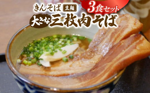 
                  ＜沖縄県共通返礼品＞きんそば 生麺 大きな三枚肉そば 3食セット(沖縄そば/与那原町)【1690704】
                