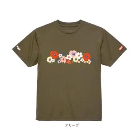 JTTA公認　卓球ユニフォーム【男女兼用(ドライ):150サイズ】フラワー2　オリーブ【1671246】