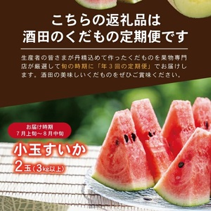 SE0204　【3回定期便】酒田の果物専門店厳選　くだもの定期便2024 (小玉すいか、アールスメロン、庄内柿)