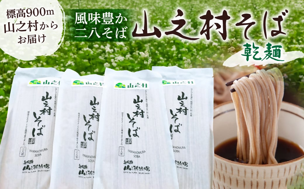 
            山之村そば 選べる 2袋 4袋 (4～8人前) 蕎麦 年越しそば 乾麺 二八そば 乾麺 常温保存 麺 飛騨市 年内発送
          
