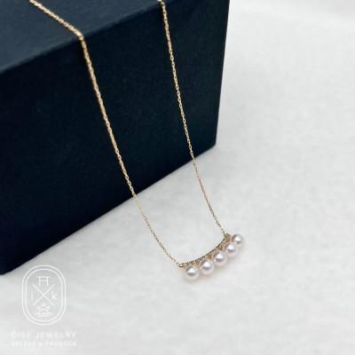 ふるさと納税 伊勢市 K18YGダイヤモンド0.07ct アコヤ真珠ペンダント3.5mmUP　1888