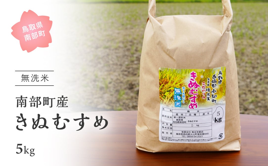 
【IT10】＜令和6年産・新米＞鳥取県南部町産「無洗米きぬむすめ」5kg お米 おこめ こめ コメ キヌムスメ 無洗 板谷米穀店
