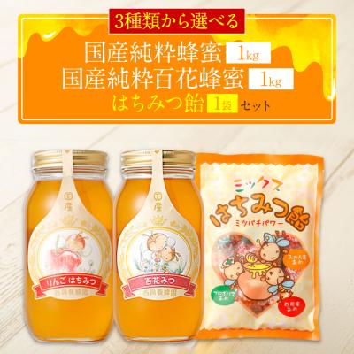 ふるさと納税 八代市 国産 純粋れんげ蜂蜜 1kg 百花蜂蜜 1kg 蜂蜜あめ 1袋_058-5183-renge-A