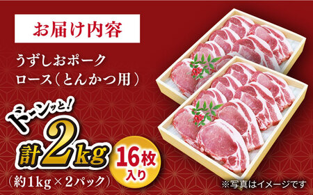【 訳あり 】【とんかつ用】 長崎 うずしおポーク ロース 2kg（1kg×2パック）＜スーパーウエスト＞[CAG117]  長崎 西海 豚 豚肉 肉 豚ロース 厚切り豚 ブランド豚 トンテキ トンカ