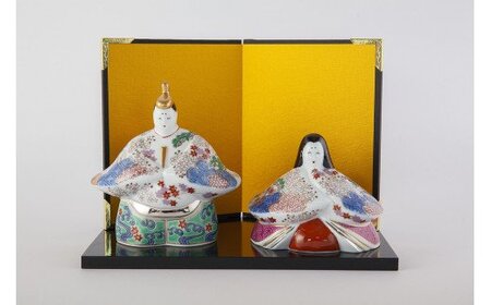 有田焼【其泉】磁器製ひな人形 金屏風・木台付き 賞美堂本店 bb001