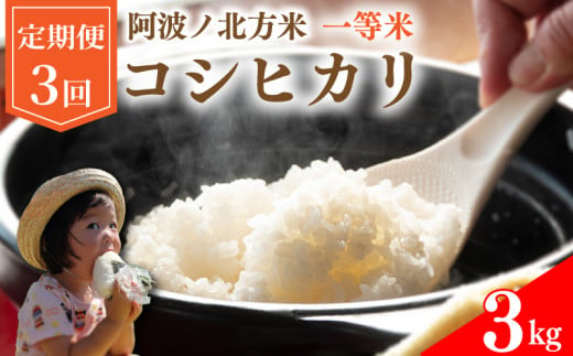 【 定期便 3kg × 3回 】 コシヒカリ 令和6年産 阿波ノ北方米 毎月 1回 1等 米 こめ ご飯 ごはん おにぎり 白米 精米 新米 卵かけご飯 食品 備蓄 備蓄米 保存 防災 ギフト 贈答 プレゼント お取り寄せ グルメ 送料無料 徳島県 阿波市 阿波ノ北方農園