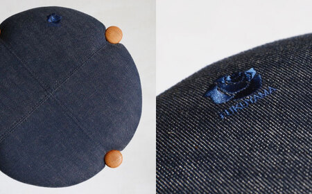 オリジナルスツール「FUKUYAMA」Mサイズ【木材：ビーチ／張地：デニム（NAVY）】