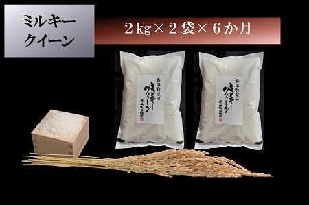 【定期便】 令和6年産 ミルキークイーン 4kg（ 2kg×2袋）× 6か月　【 新潟県 新潟産 新発田産 米 ミルキークイーン 佐々木耕起組合 4kg 6ヵ月 4kg 24kg 定期便D43_001  】 