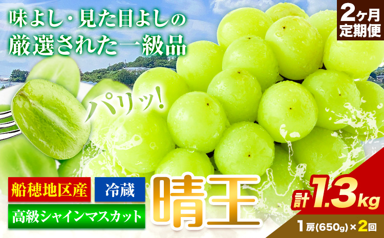 高級 シャインマスカット 2ヶ月 定期便 [2025年先行予約] ぶどう 晴王 1房 1.3kg 岡山県産 《9月上旬-10月末頃出荷(土日祝除く)》 ハレノフルーツ 岡 マスカット 送料無料 岡山県 浅口市 フルーツ 果物 贈り物 ギフト 国産 岡山県産【配送不可地域あり】（北海道・沖縄・離島）