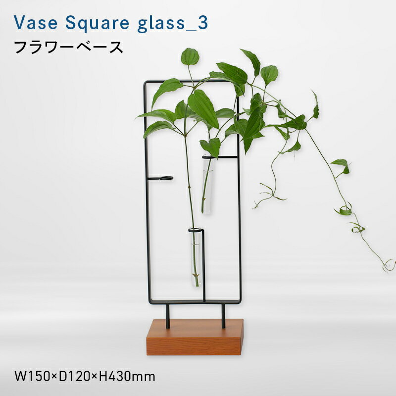 【ふるさと納税】Vase Square-縦　glass_3 （ベース　スクエア　タテ　グラス_スリー） フラワーベース EB8-0715