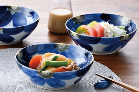 【波佐見焼】藍花 丸 小鉢 3点セット 食器 皿 【陶豊】 [OE11] 波佐見焼