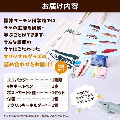 ふるさと納税 標津町 標津サーモン科学館グッズセットA　エコバッグ ポストカード ボールペン 付箋 キーホルダー |  | 03